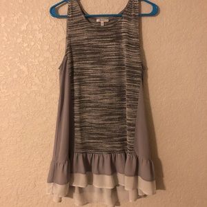 Grey sleeveless ruffle tunic